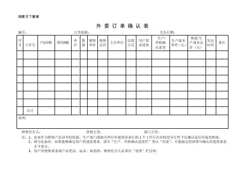 外委订单确认表
