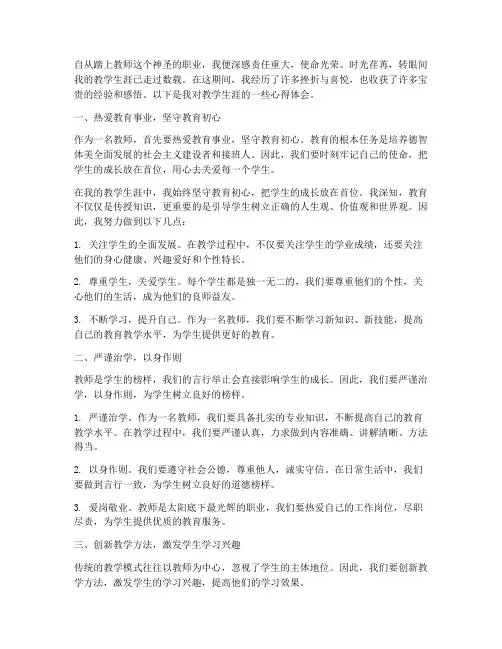 我的教学生涯心得体会