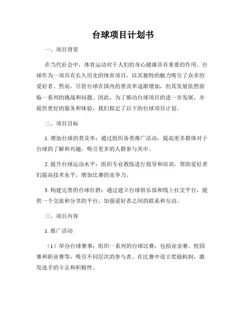 台球项目计划书
