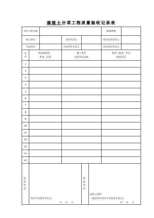 园林绿化工程分项工程质量验收记录表