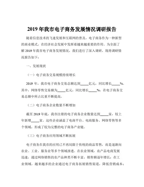 2019年我市电子商务发展情况调研报告