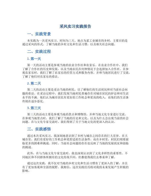 采风实习实践报告
