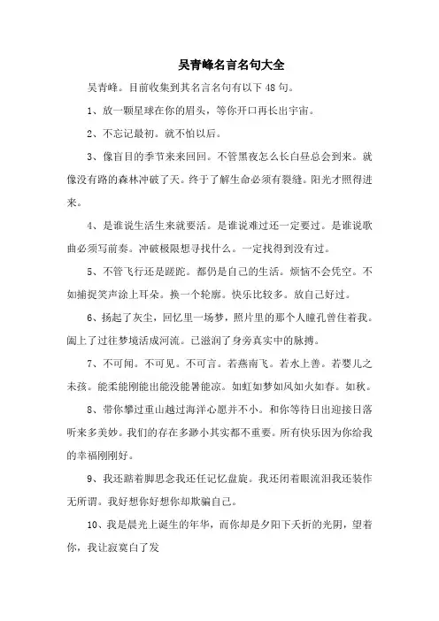 吴青峰名言名句大全-48句