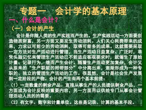 会计学的基本原理与原则