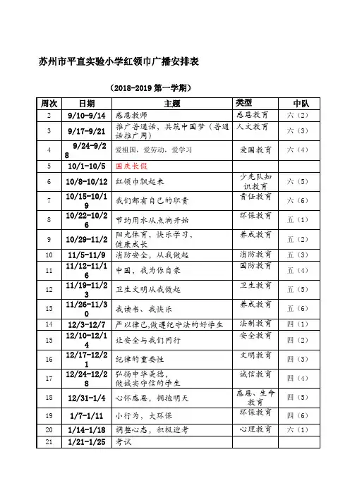 红领巾广播安排表