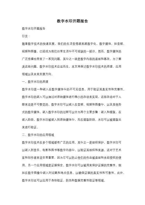数字水印开题报告