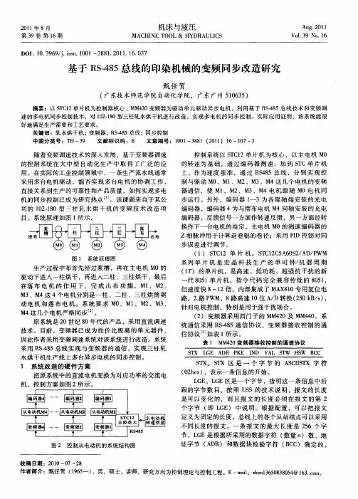 基于RS-485总线的印染机械的变频同步改造研究