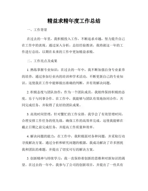 精益求精年度工作总结
