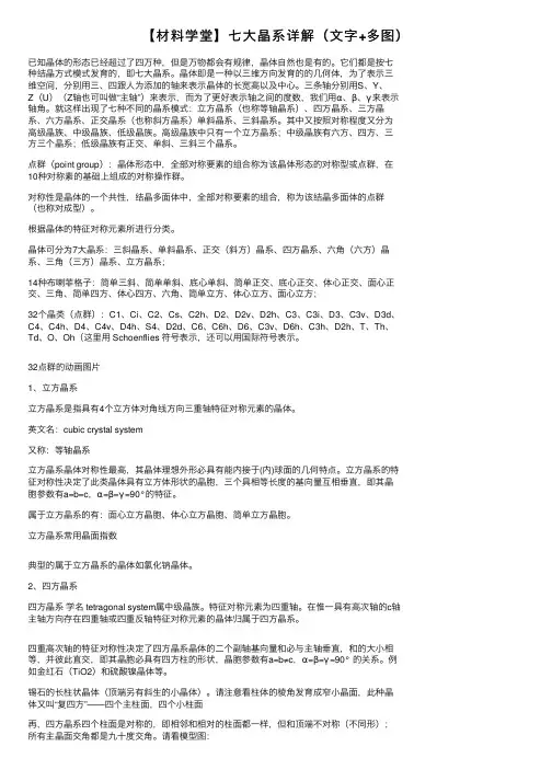 【材料学堂】七大晶系详解（文字+多图）