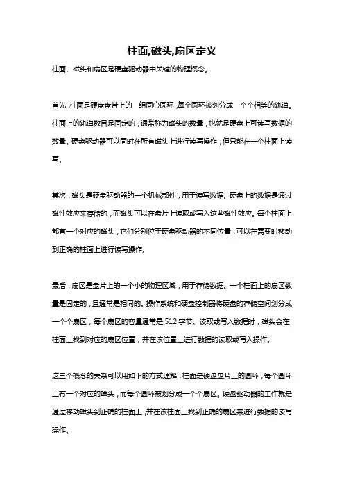 柱面,磁头,扇区定义