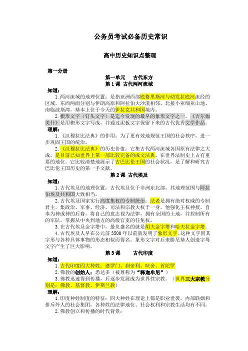 L国家公务员考试必备历史常识(吐血整理)