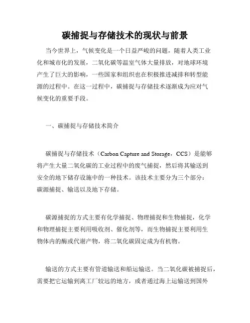 碳捕捉与存储技术的现状与前景