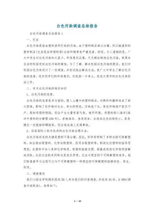 白色污染调查总结报告