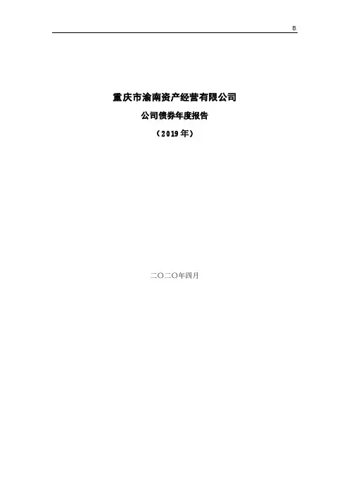 重庆市渝南资产经营有限公司公司债券2019年年度报告