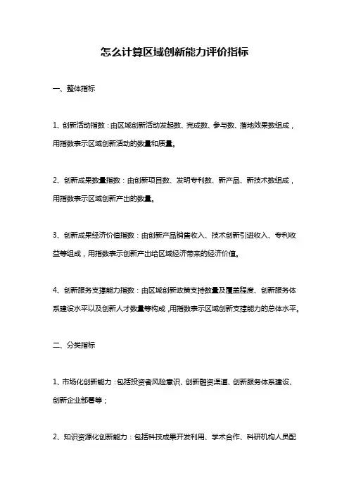 区域创新能力评价指标