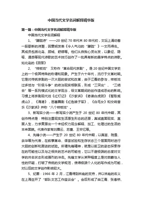 中国当代文学名词解释精华版