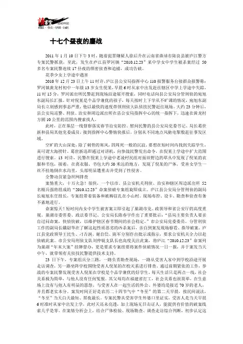 【天网恢恢】十七个昼夜的鏖战