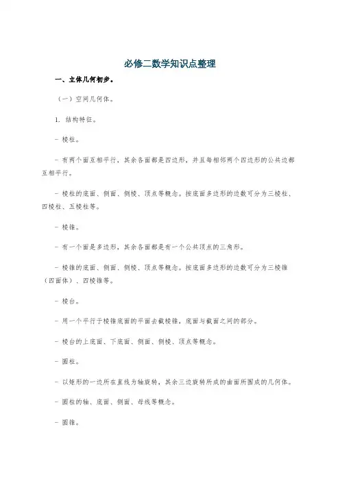 必修二数学知识点整理