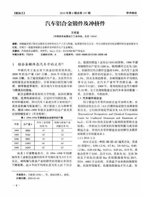 汽车铝合金锻件及冲挤件