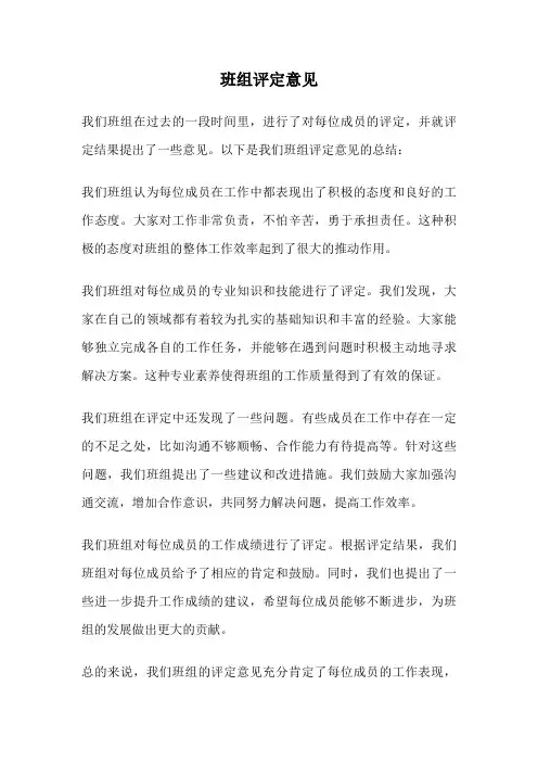 班组评定意见