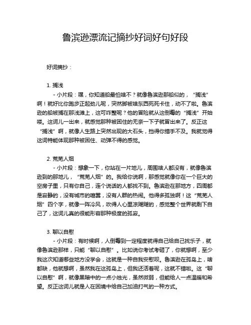 鲁滨逊漂流记摘抄好词好句好段
