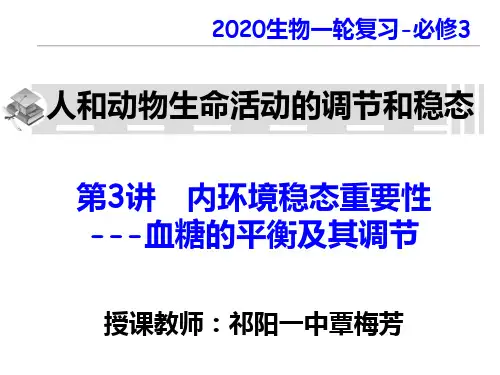 1、血糖平衡的调节(2020届一轮复习研讨课)