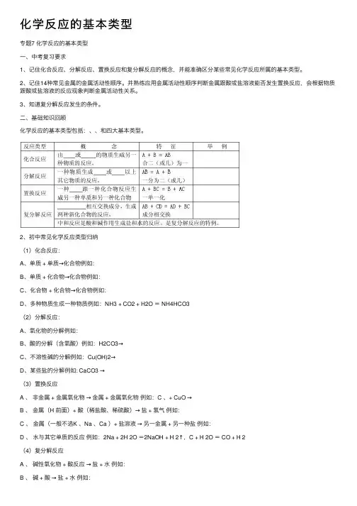 化学反应的基本类型