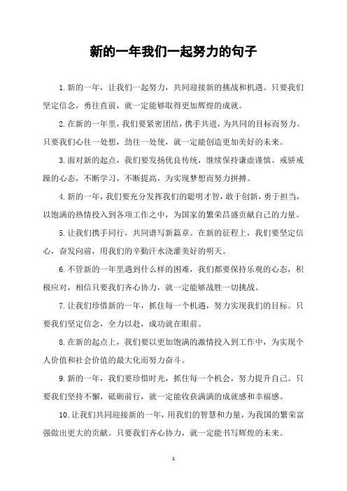 新的一年我们一起努力的句子