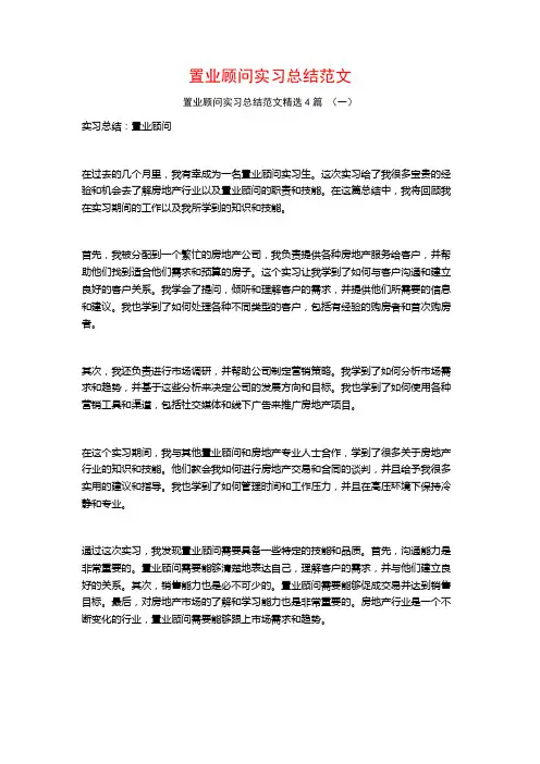 置业顾问实习总结范文4篇
