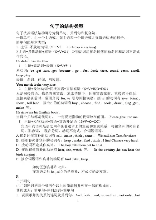 英语语法专项训练简单句和复合句