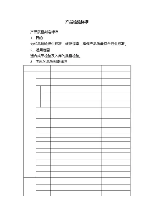 产品检验标准