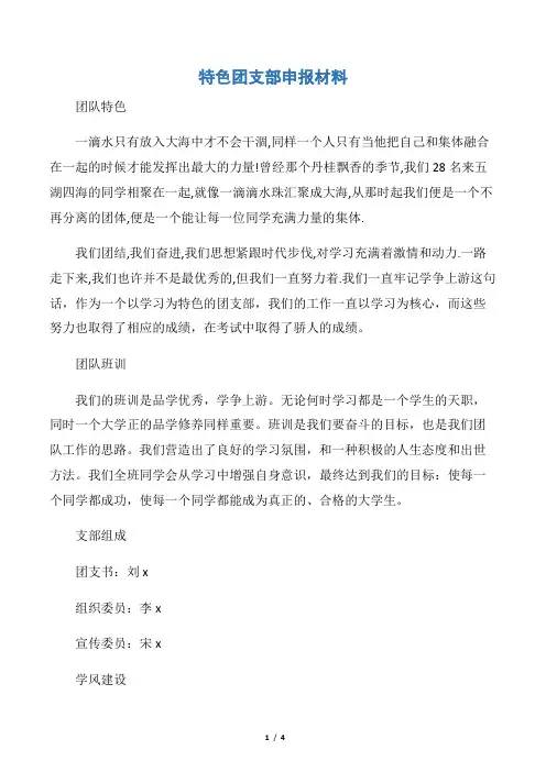 【申报材料】特色团支部申报材料