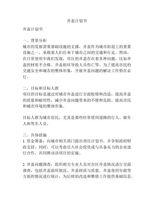 井盖计划书