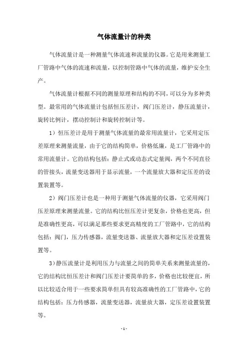 气体流量计的种类