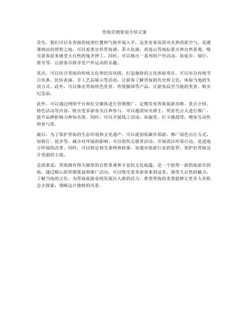青海营销策划介绍文案
