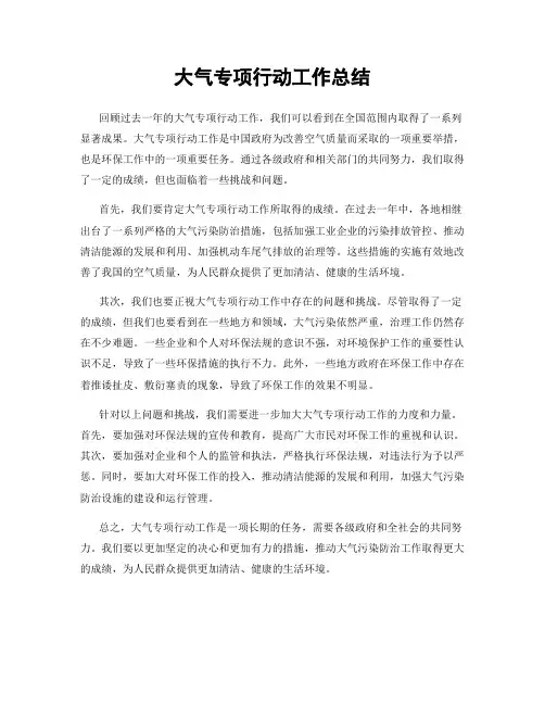 大气专项行动工作总结