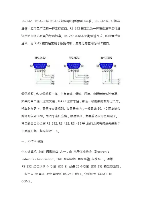 通讯接口区别(RS232、RS422、RS485)
