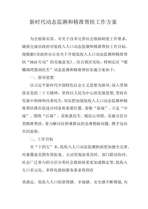 新时代动态监测和精准帮扶工作方案