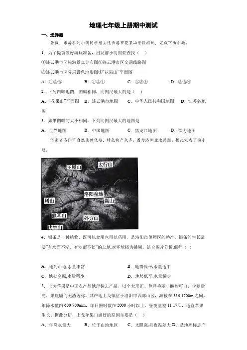 人教版地理七年级上册期中测试 试卷(解析版) (19)