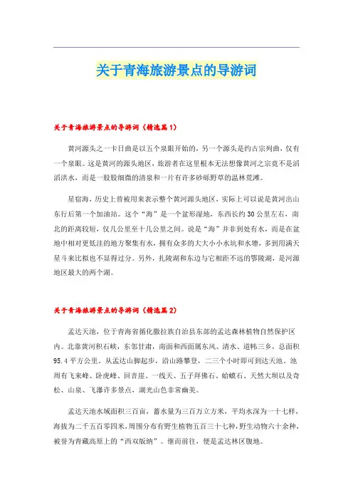 关于青海旅游景点的导游词