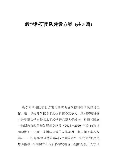 教学科研团队建设方案（共3篇）