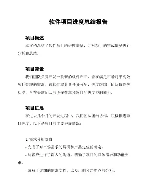 软件项目进度总结报告
