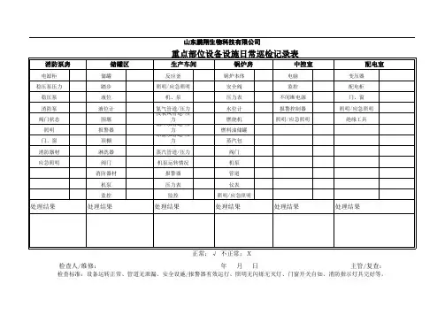重点部位设备设施日常巡检记录表