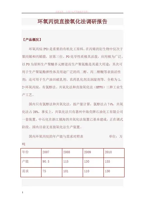 hppo环氧丙烷直接氧化法调研报告 (1)