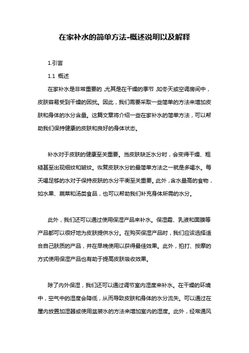 在家补水的简单方法-概述说明以及解释