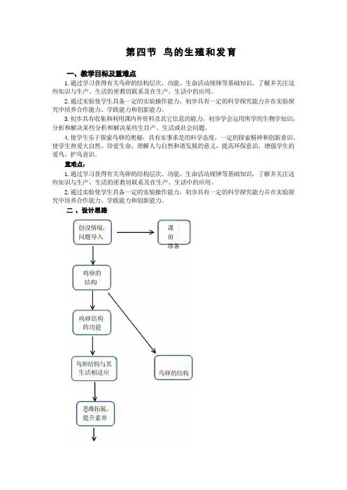 7.1.4 鸟的生殖和发育 教学设计  (表格式)人教版八年级下册