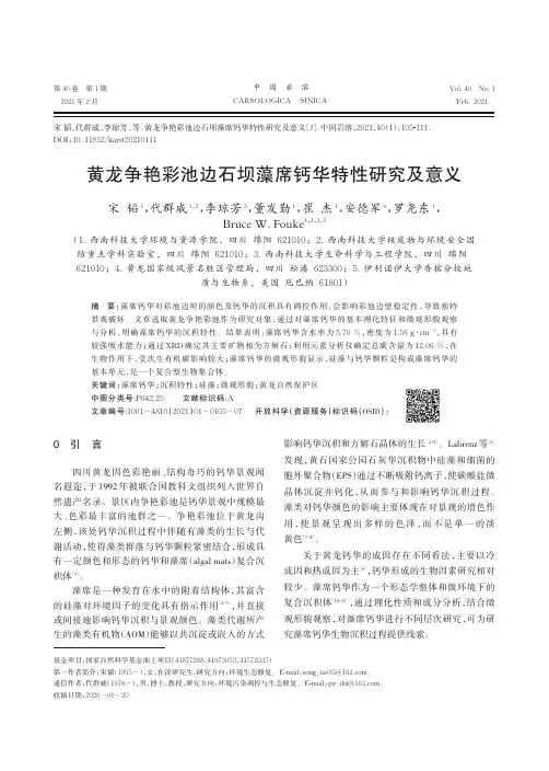 黄龙争艳彩池边石坝藻席钙华特性研究及意义