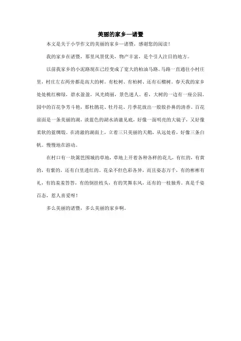 美丽的家乡—诸暨_小学作文