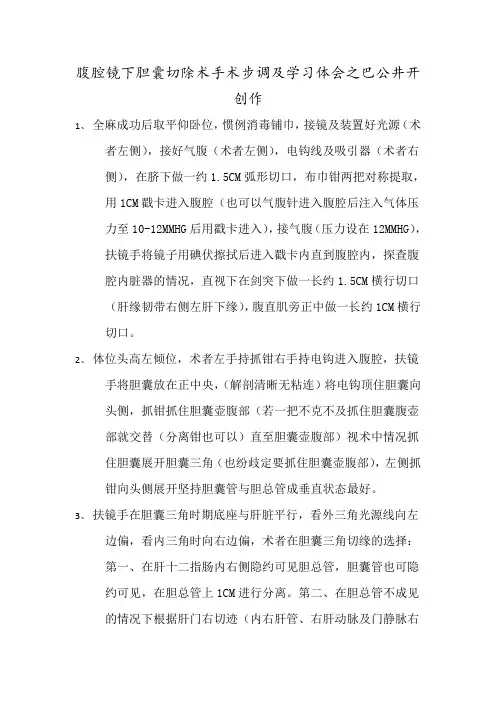 腹腔镜下胆囊切除术手术步骤及学习要点