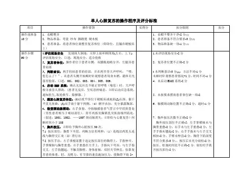 2015版单人心肺复苏操作程序